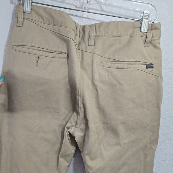 Volcom Boys Frickin Modern Fit Stretch Chino Pant Khaki Flat Front Uniform Skate - Picture 6 of 11